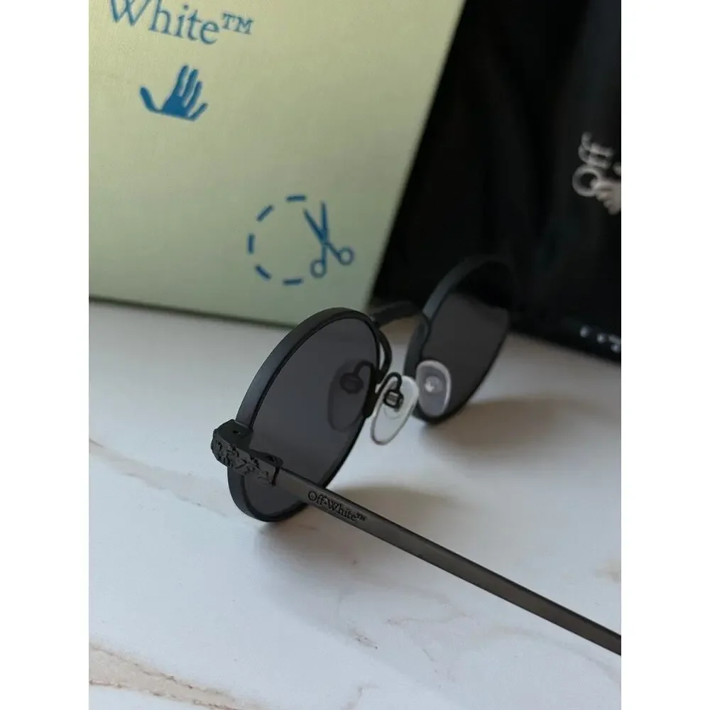 NEW Off White The Cape Black Metal Oval Unisex Sunglasses